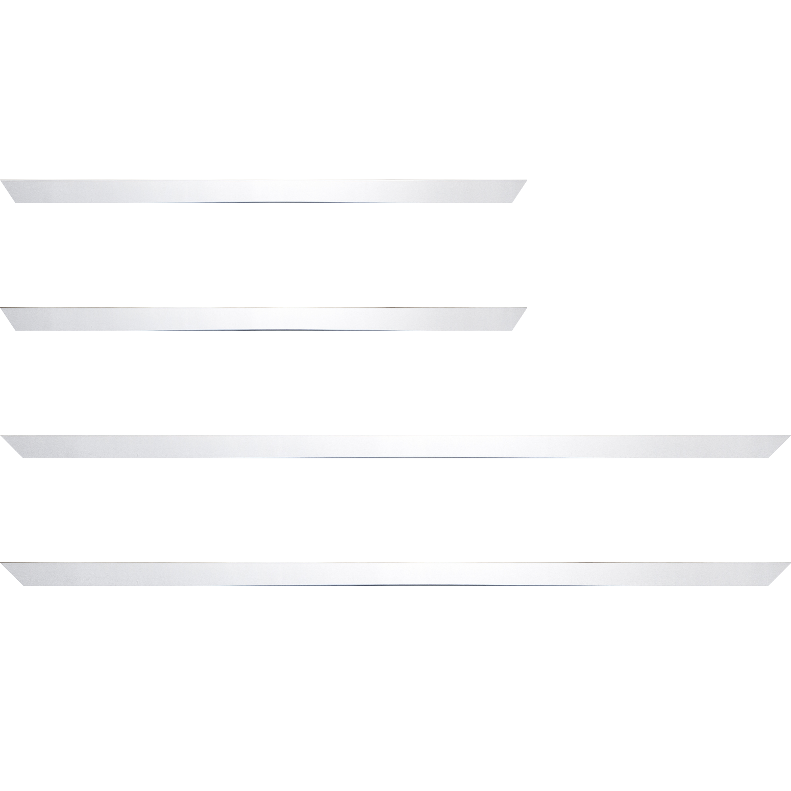 Baguette bois recouvert aluminium profil plat largeur 1.6cm argent poli  bord droit