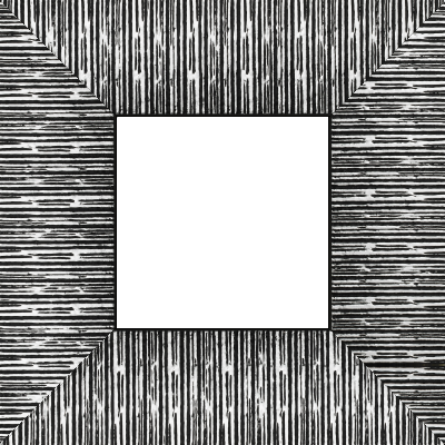 Cadre bois profil plat largeur 10.5cm couleur noir mat strié argent chromé en relief - 80x80