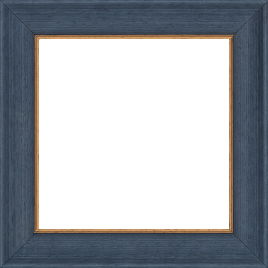 Cadre bois profil incurvé largeur 3.9cm couleur bleu pétrole  satiné filet or - 116x73 Cadre bois profil incurvé largeur 3.9cm couleur bleu pétrole  satiné filet or - 116x73