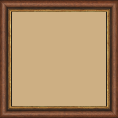 Cadre bois profil arrondi largeur 2.4cm couleur marron rustique filet or - 70x90