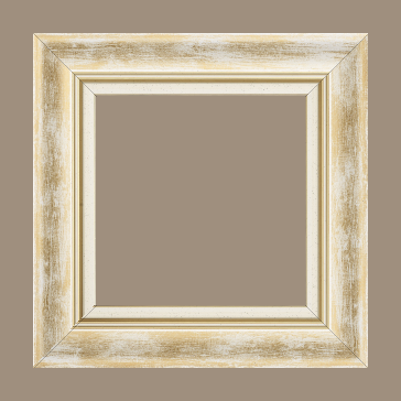 Cadre bois profil incurvé largeur 5.7cm de couleur blanc fond or marie louise blanche mouchetée filet or intégré - 50x75