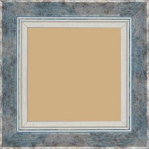 Cadre bois profil incurvé largeur 5.7cm de couleur bleu fond argent marie louise blanche mouchetée filet argent intégré - 15x21