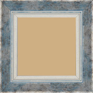 Cadre bois profil incurvé largeur 5.7cm de couleur bleu fond argent marie louise blanche mouchetée filet argent intégré - 20x30 Cadre bois profil incurvé largeur 5.7cm de couleur bleu fond argent marie louise blanche mouchetée filet argent intégré - 20x30