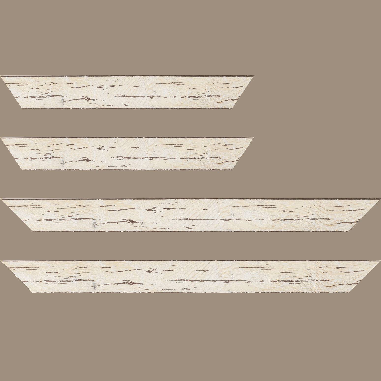 Baguette bois profil plat largeur 4.3cm couleur blanchie finition aspect vieilli antique