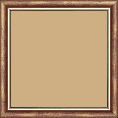 Cadre bois profil arrondi largeur 2.1cm  couleur bordeaux fond or filet argent chaud - 70x70