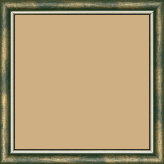 Cadre bois profil arrondi largeur 2.1cm  couleur vert fond or filet argent chaud - 50x75 Cadre bois profil arrondi largeur 2.1cm  couleur vert fond or filet argent chaud - 50x75