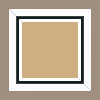Cadre bois profil pente largeur 4.5cm de couleur blanc mat filet noir - 70x100 Cadre bois profil pente largeur 4.5cm de couleur blanc mat filet noir - 70x100