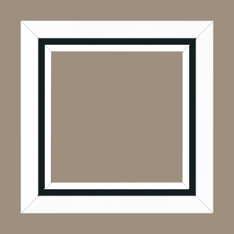 Cadre bois profil pente largeur 4.5cm de couleur blanc mat filet noir - 61x46