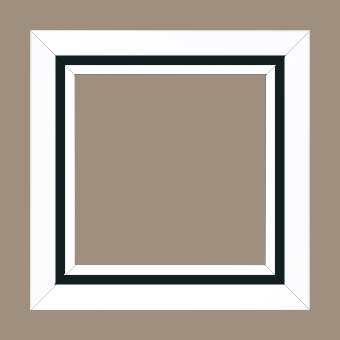 Cadre bois profil pente largeur 4.5cm de couleur blanc mat filet noir - 116x73 Cadre bois profil pente largeur 4.5cm de couleur blanc mat filet noir - 116x73