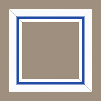 Cadre bois profil pente largeur 4.5cm de couleur blanc mat filet bleu foncé - 33x95 Cadre bois profil pente largeur 4.5cm de couleur blanc mat filet bleu foncé - 33x95