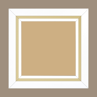 Cadre bois profil pente largeur 4.5cm de couleur blanc mat filet or - 70x100 Cadre bois profil pente largeur 4.5cm de couleur blanc mat filet or - 70x100