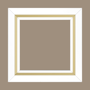 Cadre bois profil pente largeur 4.5cm de couleur blanc mat filet or - 30x30 Cadre bois profil pente largeur 4.5cm de couleur blanc mat filet or - 30x30