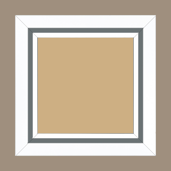 Cadre bois profil pente largeur 4.5cm de couleur blanc mat filet gris - 60x90