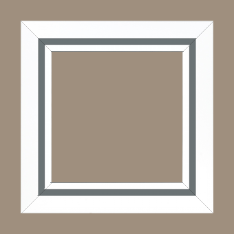 Cadre bois profil pente largeur 4.5cm de couleur blanc mat filet gris - 81x54