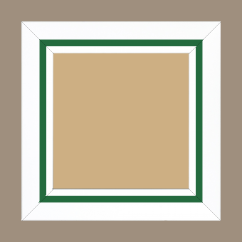 Cadre bois profil pente largeur 4.5cm de couleur blanc mat filet vert - 70x100 Cadre bois profil pente largeur 4.5cm de couleur blanc mat filet vert - 70x100