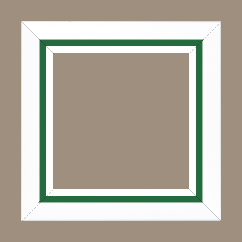 Cadre bois profil pente largeur 4.5cm de couleur blanc mat filet vert - 40x50 Cadre bois profil pente largeur 4.5cm de couleur blanc mat filet vert - 40x50