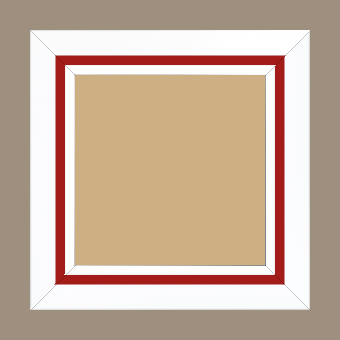 Cadre bois profil pente largeur 4.5cm de couleur blanc mat filet rouge - 70x100 Cadre bois profil pente largeur 4.5cm de couleur blanc mat filet rouge - 70x100