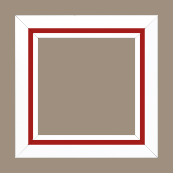 Cadre bois profil pente largeur 4.5cm de couleur blanc mat filet rouge - 59.4x84.1 Cadre bois profil pente largeur 4.5cm de couleur blanc mat filet rouge - 59.4x84.1