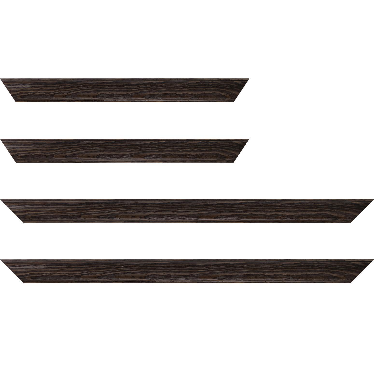 Baguette bois profil inversé largeur 3.2cm sur pin teinté wengué