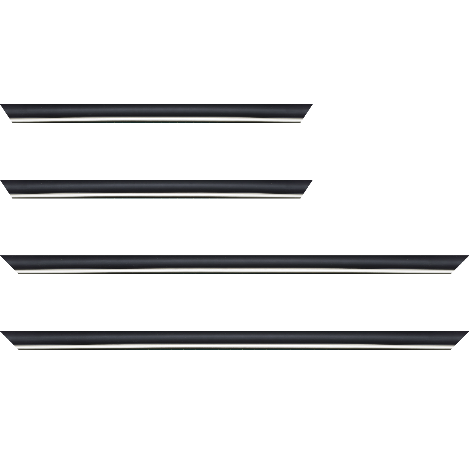 Baguette bois profil arrondi largeur 2.1cm couleur noir mat filet argent