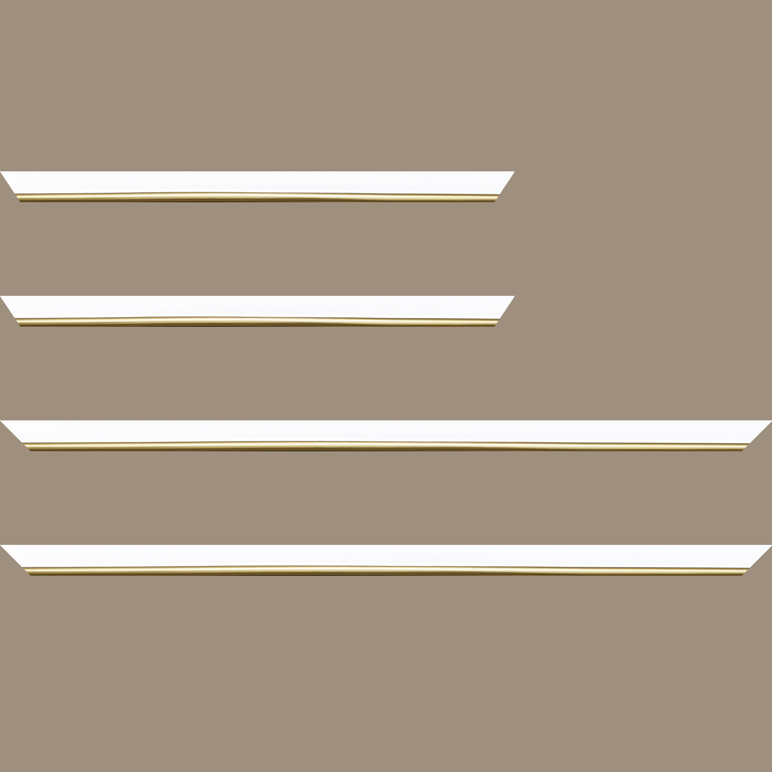 Baguette bois profil arrondi largeur 2.1cm couleur blanc mat filet or