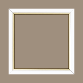 Cadre bois profil arrondi largeur 2.1cm couleur blanc mat filet or - 55x33