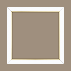 Cadre bois profil arrondi largeur 2.1cm couleur blanc mat filet or - 70x70 Cadre bois profil arrondi largeur 2.1cm couleur blanc mat filet or - 70x70