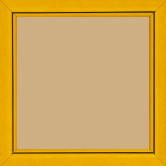 Cadre bois profil bombé largeur 2.4cm couleur jaune tournesol satiné filet noir - 30x30 Cadre bois profil bombé largeur 2.4cm couleur jaune tournesol satiné filet noir - 30x30