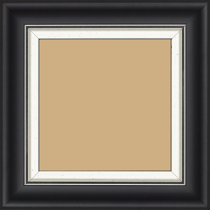 Cadre bois profil incurvé largeur 5.7cm de couleur noir mat  marie louise blanche mouchetée filet argent intégré - 20x30 Cadre bois profil incurvé largeur 5.7cm de couleur noir mat  marie louise blanche mouchetée filet argent intégré - 20x30