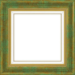 Cadre bois profil incurvé largeur 5.7cm de couleur vert fond or marie louise blanche mouchetée filet or intégré - 40x50 Cadre bois profil incurvé largeur 5.7cm de couleur vert fond or marie louise blanche mouchetée filet or intégré - 40x50