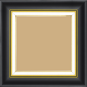 Cadre bois profil incurvé largeur 5.7cm de couleur noir mat marie louise blanche mouchetée filet or intégré - 20x30 Cadre bois profil incurvé largeur 5.7cm de couleur noir mat marie louise blanche mouchetée filet or intégré - 20x30