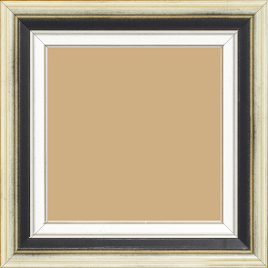 Cadre bois largeur 5.2cm argent gorge noire  marie louise blanche  filet argent intégrée - 50x65 Cadre bois largeur 5.2cm argent gorge noire  marie louise blanche  filet argent intégrée - 50x65