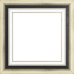 Cadre bois largeur 5.2cm argent gorge noire  marie louise blanche  filet argent intégrée - 20x30