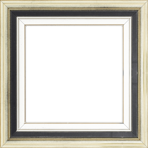 Cadre bois largeur 5.2cm argent gorge noire  marie louise blanche  filet argent intégrée - 27x16 Cadre bois largeur 5.2cm argent gorge noire  marie louise blanche  filet argent intégrée - 27x16