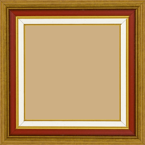 Cadre bois largeur 5.2cm or gorge bordeaux  marie louise crème filet or intégrée - 70x70