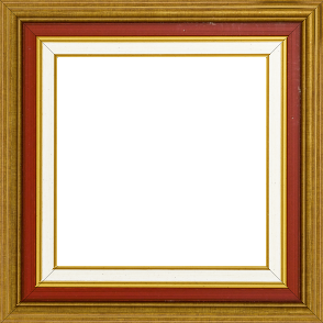 Cadre bois largeur 5.2cm or gorge bordeaux  marie louise crème filet or intégrée - 70x70