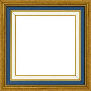 Cadre bois largeur 5.2cm or gorge bleue nuit  marie louise crème filet or intégrée - 34x46 Cadre bois largeur 5.2cm or gorge bleue nuit  marie louise crème filet or intégrée - 34x46