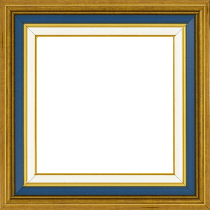 Cadre bois largeur 5.2cm or gorge bleue nuit  marie louise crème filet or intégrée - 27x16 Cadre bois largeur 5.2cm or gorge bleue nuit  marie louise crème filet or intégrée - 27x16