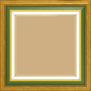 Cadre bois largeur 5.2cm or gorge verte  marie louise crème filet or intégrée - 60x90