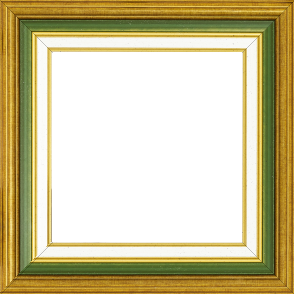 Cadre bois largeur 5.2cm or gorge verte  marie louise crème filet or intégrée - 34x46 Cadre bois largeur 5.2cm or gorge verte  marie louise crème filet or intégrée - 34x46