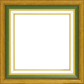 Cadre bois largeur 5.2cm or gorge verte  marie louise crème filet or intégrée - 27x16 Cadre bois largeur 5.2cm or gorge verte  marie louise crème filet or intégrée - 27x16