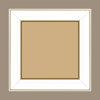 Cadre bois profil doucine inversée largeur 4.4cm  couleur blanc satiné filet or - 40x60 Cadre bois profil doucine inversée largeur 4.4cm  couleur blanc satiné filet or - 40x60