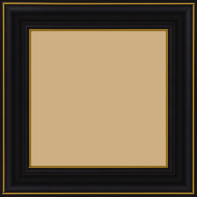 Cadre bois profil doucine inversée largeur 4.4cm  couleur noire satiné filet or - 40x60 Cadre bois profil doucine inversée largeur 4.4cm  couleur noire satiné filet or - 40x60