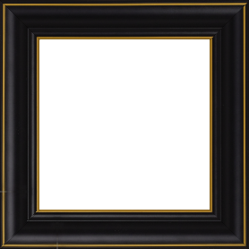 Cadre bois profil doucine inversée largeur 4.4cm  couleur noire satiné filet or - 73x50