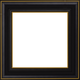 Cadre bois profil doucine inversée largeur 4.4cm  couleur noire satiné filet or - 30x30 Cadre bois profil doucine inversée largeur 4.4cm  couleur noire satiné filet or - 30x30