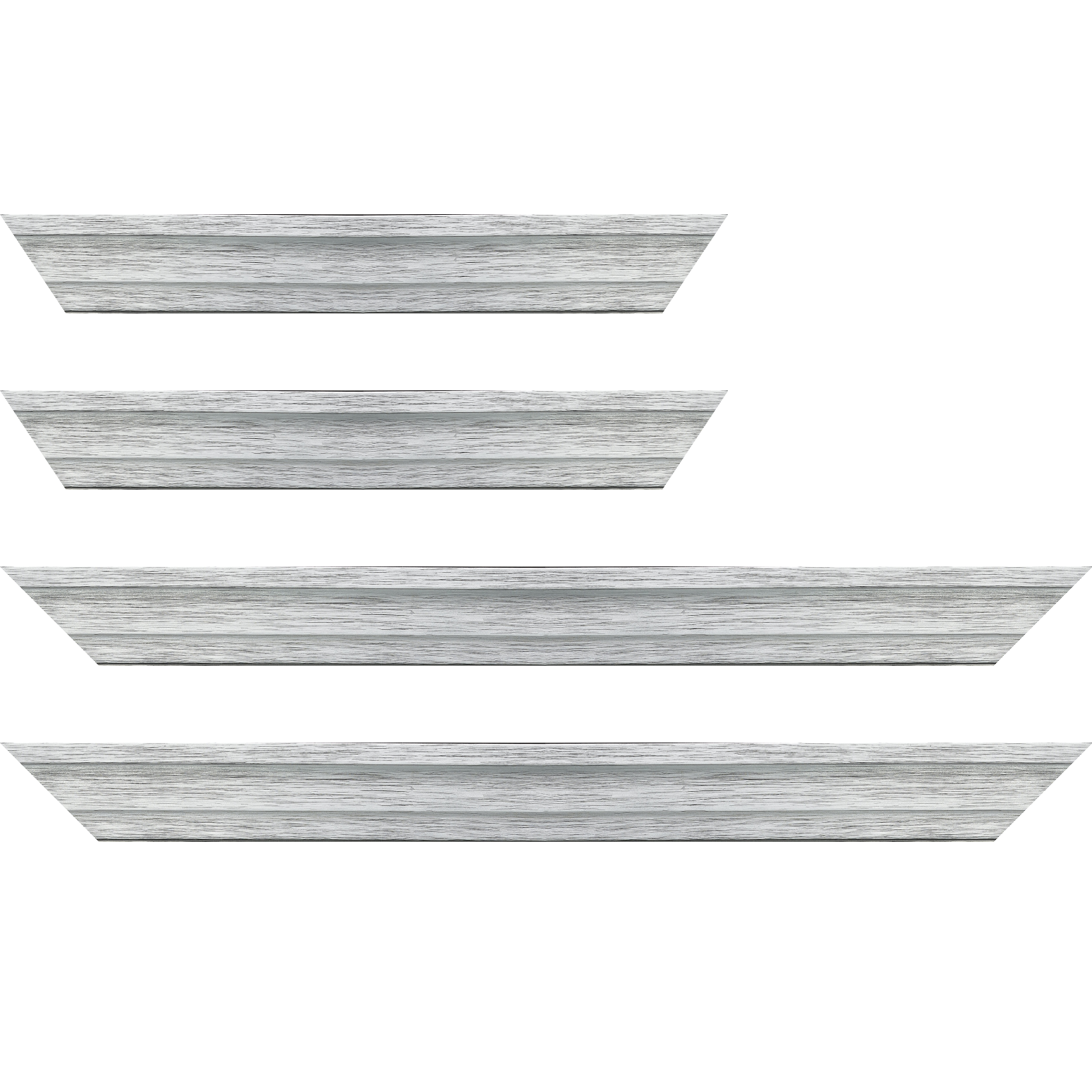 Baguette bois caisse américaine profil escalier largeur 4.4cm couleur argent sur noir (spécialement conçu pour les châssis d'une épaisseur jusqu’à 2.5cm )