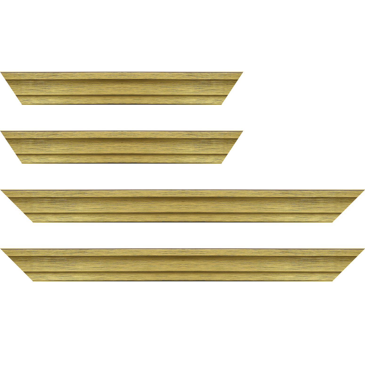Baguette bois caisse américaine profil escalier largeur 4.4cm couleur or sur noir (spécialement conçu pour les châssis d'une épaisseur jusqu’à 2.5cm )
