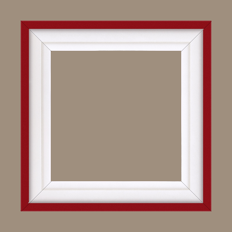 Caisse bois caisse américaine profil escalier largeur 4.4cm blanc mat filet rouge (spécialement conçu pour les châssis d'une épaisseur jusqu’à 2.5cm ) - 33x19
