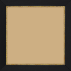 Cadre bois profil plat largeur 2.5cm couleur noir finition pore bouché filet or - 40x60 Cadre bois profil plat largeur 2.5cm couleur noir finition pore bouché filet or - 40x60