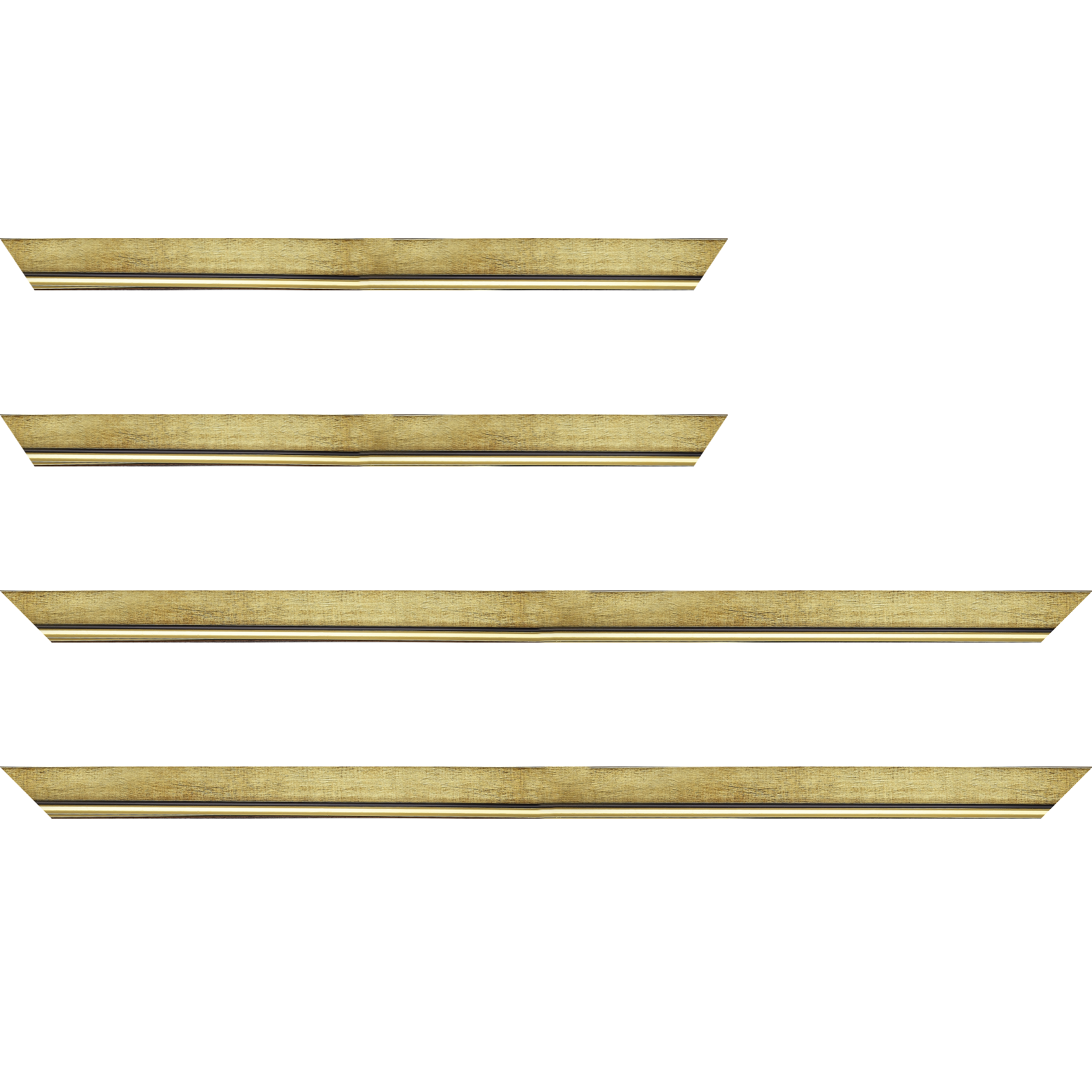 Baguette bois profil plat largeur 2.5cm couleur or filet or surligné noir